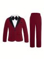 Young Boys Patchwork Collar Gentleman Suit