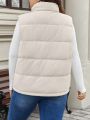 SHEIN Frenchy Plus Size Women's Stand Collar Quilted Vest