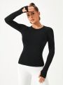 SHEIN Daily&Casual Women'S Seamless High-Stretch Long Sleeve Sports T-Shirt