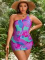 SHEIN Swim SXY Plus Size Random Printed Two Piece Swimsuit