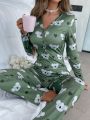 Koala Printed Long Sleeve Jumpsuit