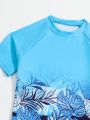 Boys' Tropical Printed Raglan Sleeve Swimwear Set