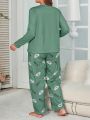 Plus Size Autumn/winter Long Sleeve Casual Pajamas Set