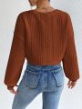 SHEIN Essnce Women's Solid Color Drop Shoulder Cropped Sweatshirt