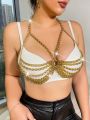 1pc Plus Size Golden Chain Strap Bra Accessory