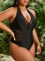 SHEIN Swim SXY Plus Size Mesh Patchwork One-Piece Swimsuit