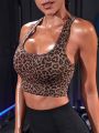 Yoga Sxy Leopard Print Racer Back Sports Bra