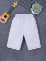 Boys' Basic White Loose Comfortable Denim Shorts For Casual Wear