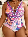 SHEIN Swim Vcay Plus Size Printed One Piece Swimsuit