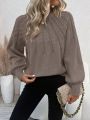 SHEIN Essnce Women's Solid Color Lantern Sleeve Sweater