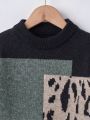 Young Boy Color Block Mock Neck Sweater