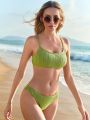 SHEIN Swim Basics Solid Color Separated Swimsuit Set