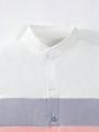 SHEIN Kids EVRYDAY Boys' Color-Block Short-Sleeved Comfortable Casual Shirt