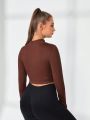Plus Size Women's Seamless Zipper Front Slim Fit Sports Jacket