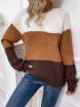 Color Block Raglan Sleeve Pocket Patched Sweater