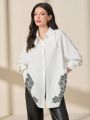 SHEIN Mulvari Women's Floral Button Down Oversize Shirt With Drop Shoulder