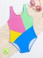 Baby Girls' Color-block One-piece Swimsuit