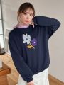 FriFul Floral Print Drop Shoulder 2 In 1 Sweatshirt