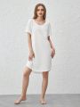 SHEIN Leisure Ladies' Short Sleeve Home Dress With Curved Hem