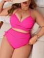 SHEIN Swim Vcay Plus Size Women's Halter Neck Strap Swimsuit Set