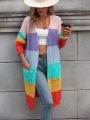 Color Block Drop Shoulder Duster Cardigan