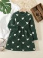 Toddler Girls' Love Pattern Cashmere Sweater Dress For Winter