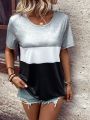 Round Neck Color Block T-Shirt