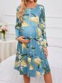 Maternity Floral Printed Long Sleeve Nightdress