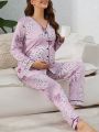 Maternity Flower Print Pajama Set