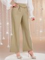 SHEIN Modely Women'S Pearl-Chain Decorated Flared Pants