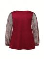 Plus Size Women'S Mesh Long Sleeve Top