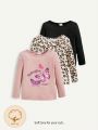 Cozy Cub 3pcs/Set Knitted Soft Round Neck Long-Sleeved Tops For Infant Girls