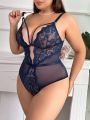 Plus Size Women's Sexy Lace Mesh Bodysuit Lingerie