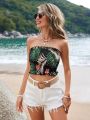 SHEIN VCAY Holiday Strapless Cropped Top