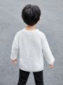 SHEIN Kids KDOMO Toddler Boys' Round Neck Ultra Loose Casual Sweater With Long Sleeve