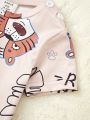 Baby Boy's Cute Little Tiger & Letter Printed Short Sleeve Top With Long Pants Homewear Set