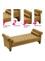 82 Inch End of Bed Bench with 2 Pillows Rolled Armed Ottoman Bench Velvet Bench Button Tufted Sofa Bench Upholstered Bench for Entryway, Living Room and Window