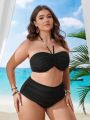 SHEIN Swim Vcay Plus Size Solid Color Halter Bikini Top