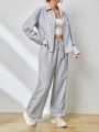 SHEIN Essnce 2pcs/set Striped Shirt & Pants Set