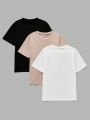 SHEIN 2pcs Boys' Basic Casual Short Sleeve T-Shirt