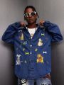 Men's Cartoon Pattern Denim Shirt