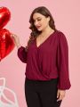 SHEIN Clasi Valentine's Day Plus Size Women's Back Patchwork Lace Blouse