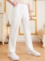 SHEIN Teen Boy's Casual White Pants For Daily Wear