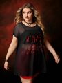 Game of Thrones X SHEIN Plus Size Letter Print Sheer Top