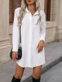 SHEIN LUNE Spring White Shirt Style Women's Workwear Dress