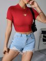 Women's Heart-shaped Hollow Out T-shirt