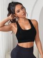 Solid Racer Back Sports Bra