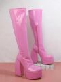 Women'S Fashionable Pink Knee-High Boots