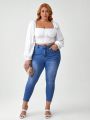 Steven Sweet Plus Size Solid Color Cropped Shirt