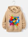 Toddler Boys' Casual Cartoon Pattern Sweatshirt, Suitable For Autumn And Winter